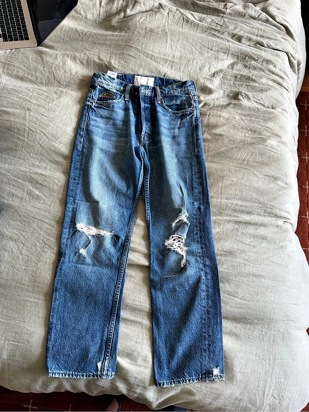 Mother The Tomcat Ankle - Take Me Even Higher Distressed Straight Leg Jeans